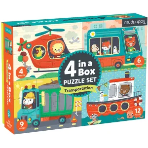4-in-a-Box Progressive Puzzle Set - Transportation