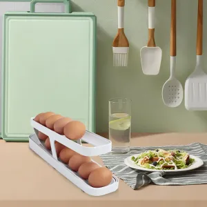 Automatic Scrolling Egg Rack - Space-Saving Rolling Eggs Dispenser and Organizer for Refrigerator Storage