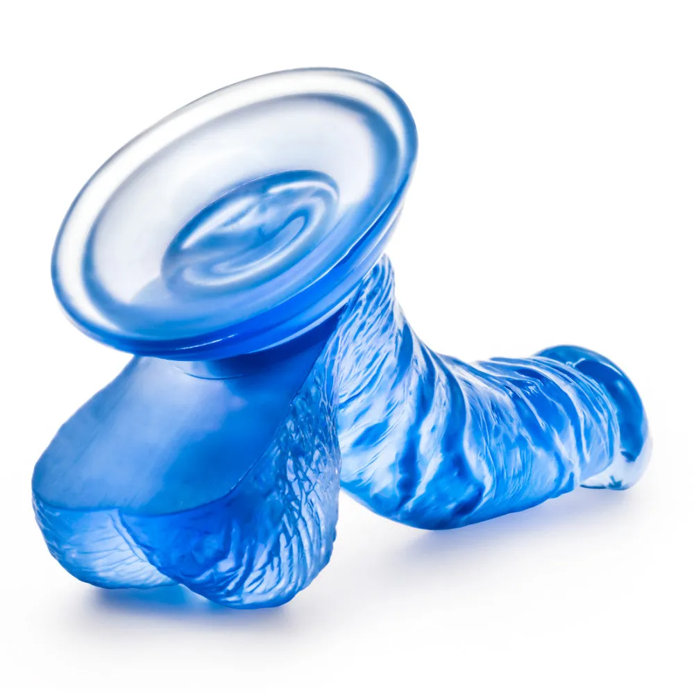 B Yours By Blush® | Sweet N' Hard 8 Realistic Curved G-Spot Blue 6.5-Inch Long Dildo With Balls & Suction Cup Base