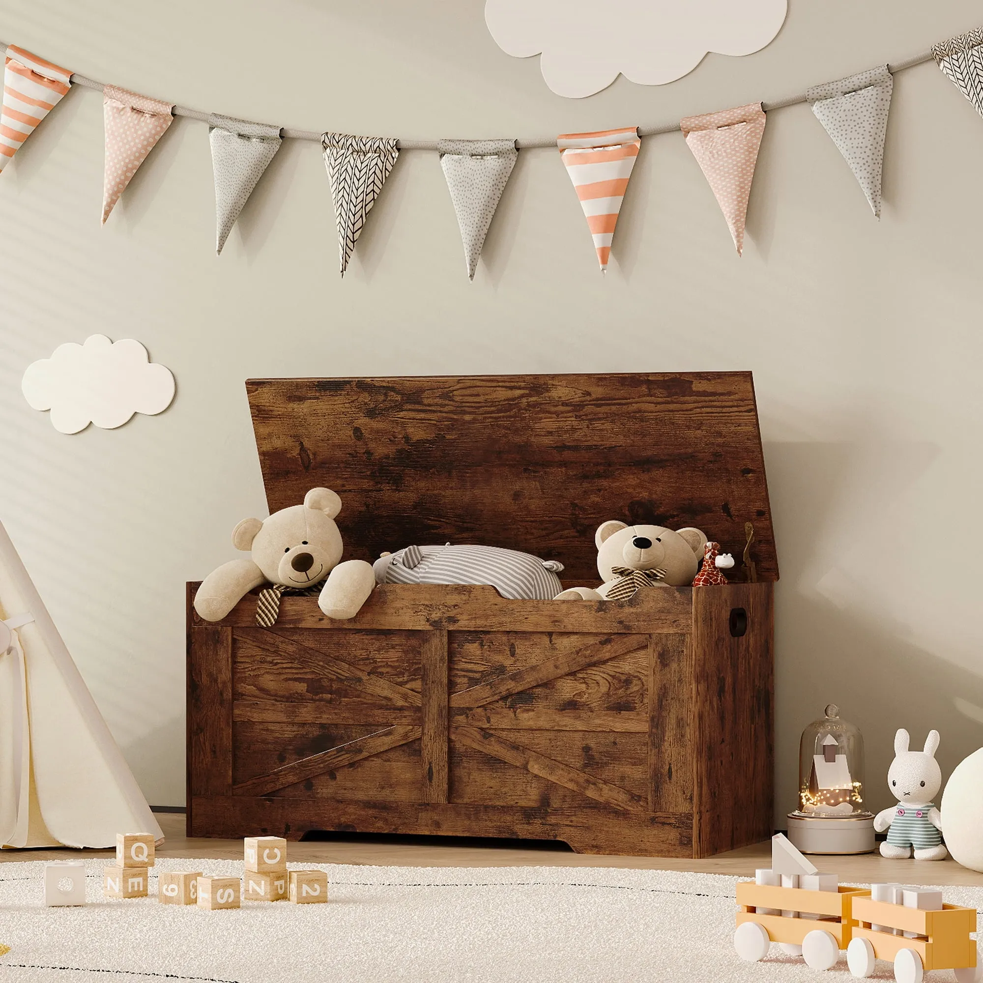 cozy 39.4" Storage Bench, Lift-Top Storage Organizer, Storage Trunk, White SB03403X