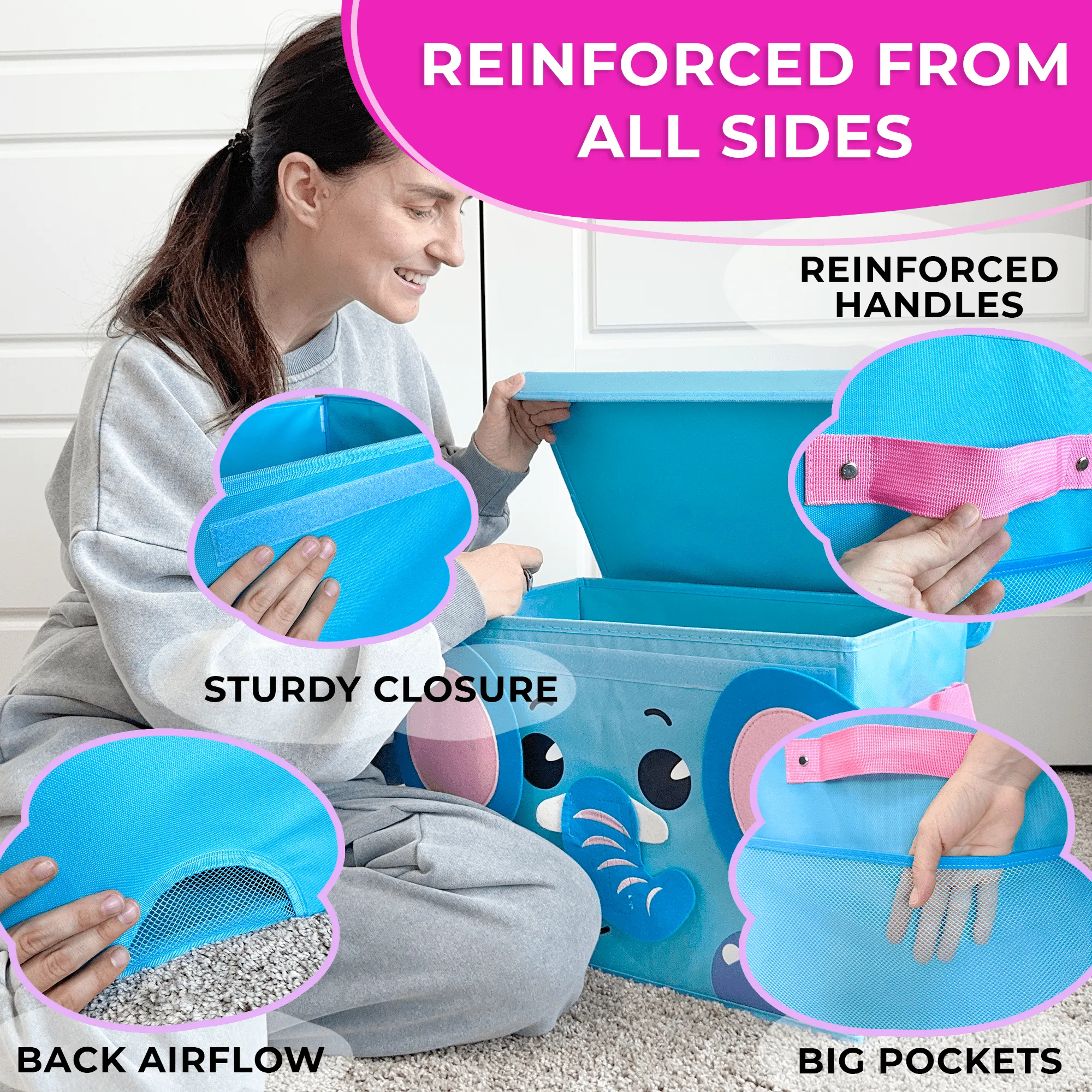 Elephant Toy Storage Box for Kids | Toy Chest Organizer