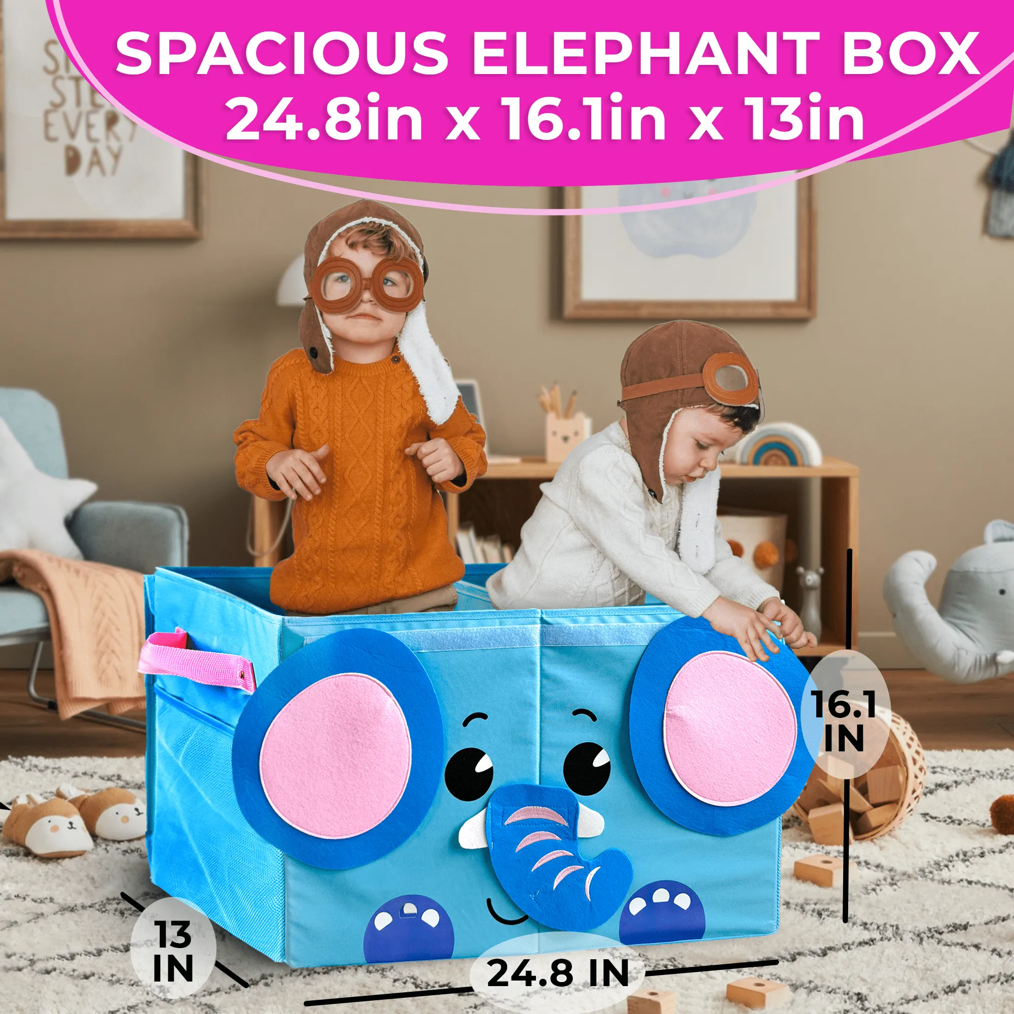 Elephant Toy Storage Box for Kids | Toy Chest Organizer