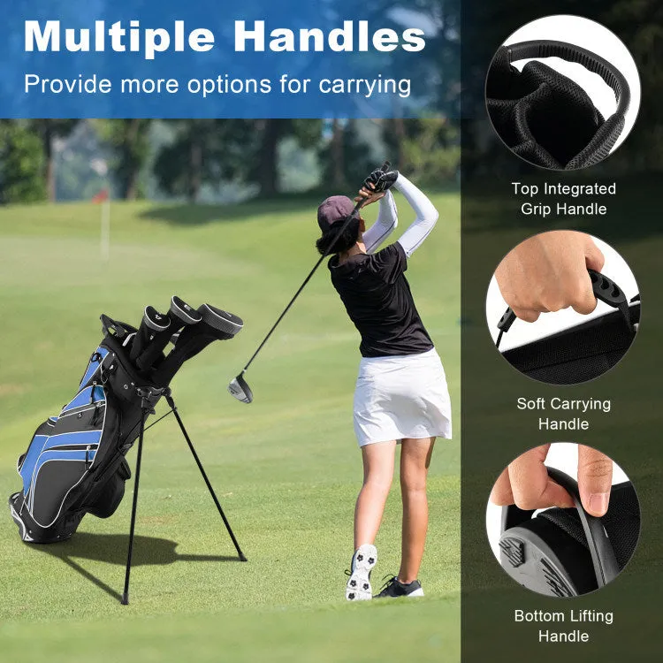 Golf Stand Bag with 6-Way Divider and Multiple Carry Pockets