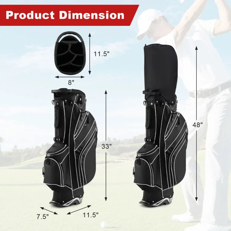 Golf Stand Bag with 6-Way Divider and Multiple Carry Pockets