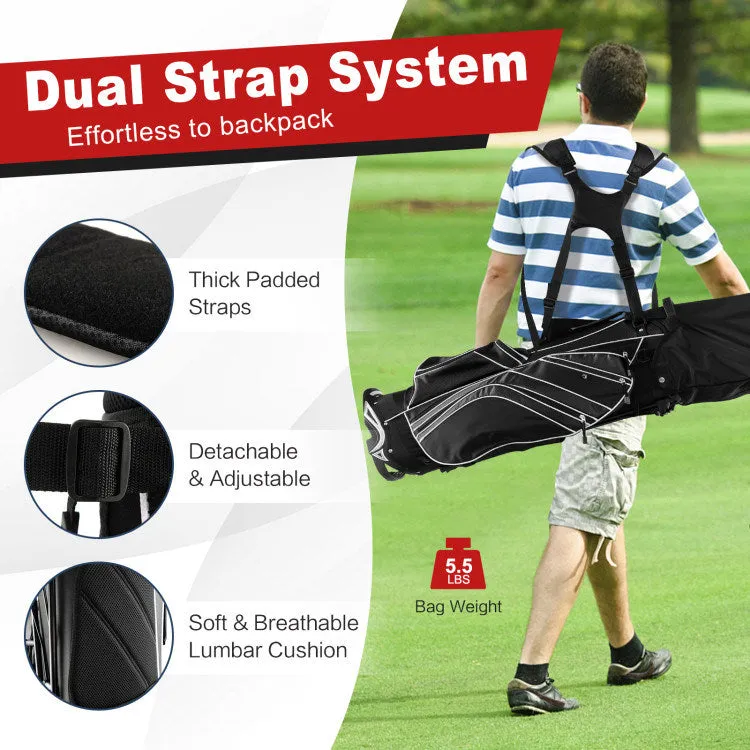 Golf Stand Bag with 6-Way Divider and Multiple Carry Pockets