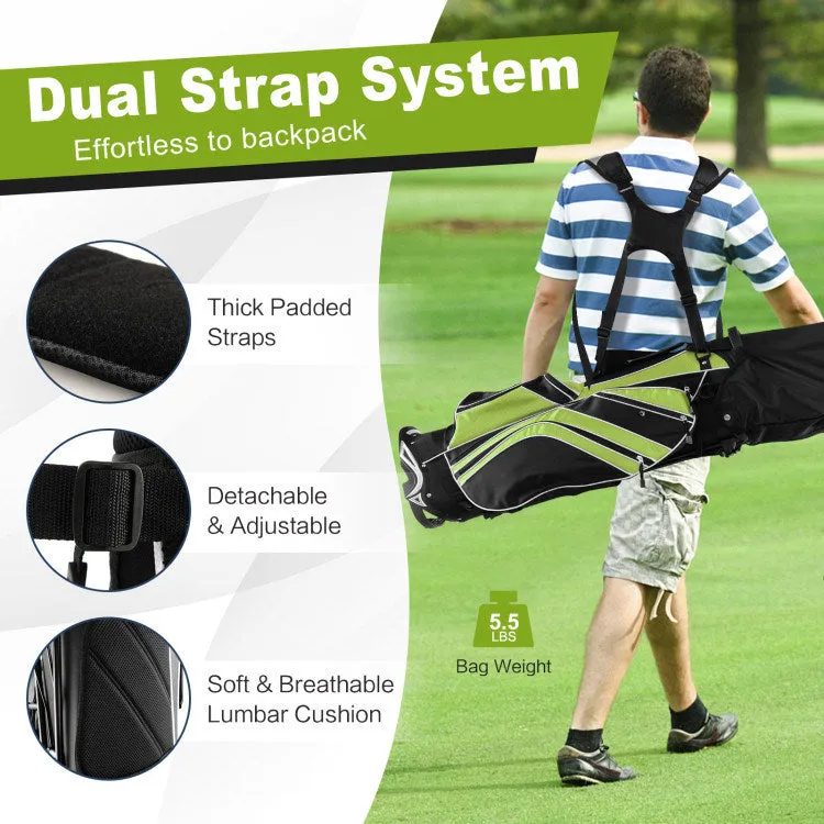 Golf Stand Bag with 6-Way Divider and Multiple Carry Pockets