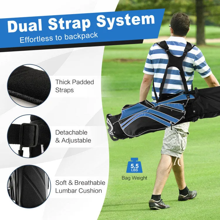 Golf Stand Bag with 6-Way Divider and Multiple Carry Pockets