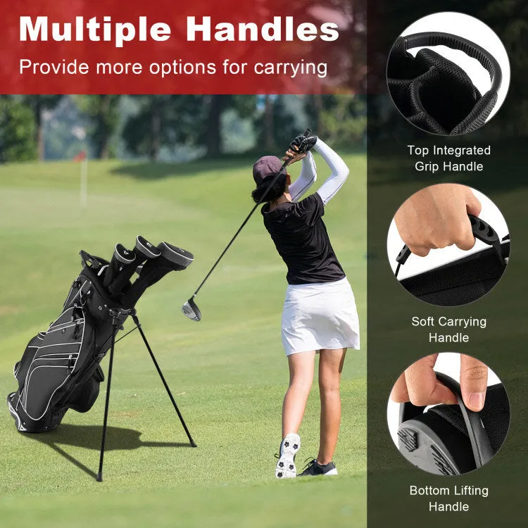Golf Stand Bag with 6-Way Divider and Multiple Carry Pockets