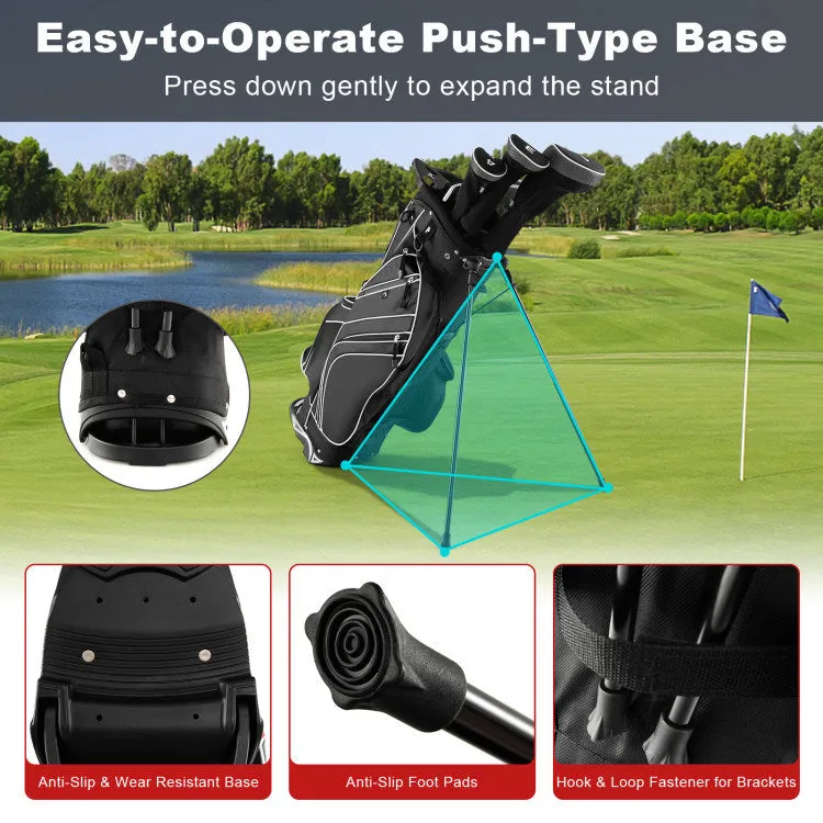 Golf Stand Bag with 6-Way Divider and Multiple Carry Pockets