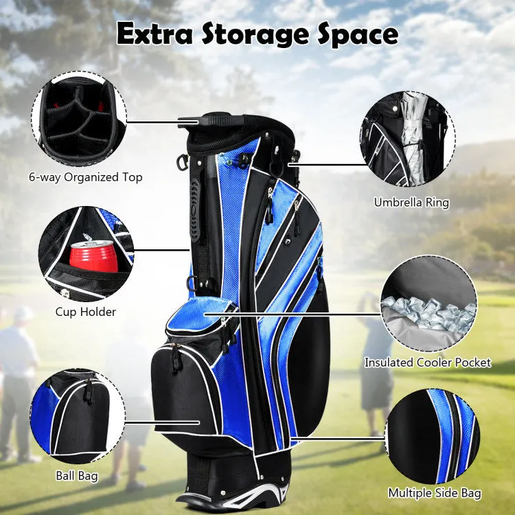 Golf Stand Bag with 6-Way Divider and Multiple Carry Pockets