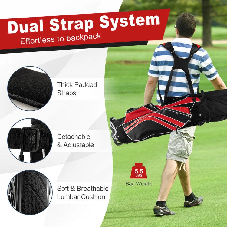 Golf Stand Bag with 6-Way Divider and Multiple Carry Pockets