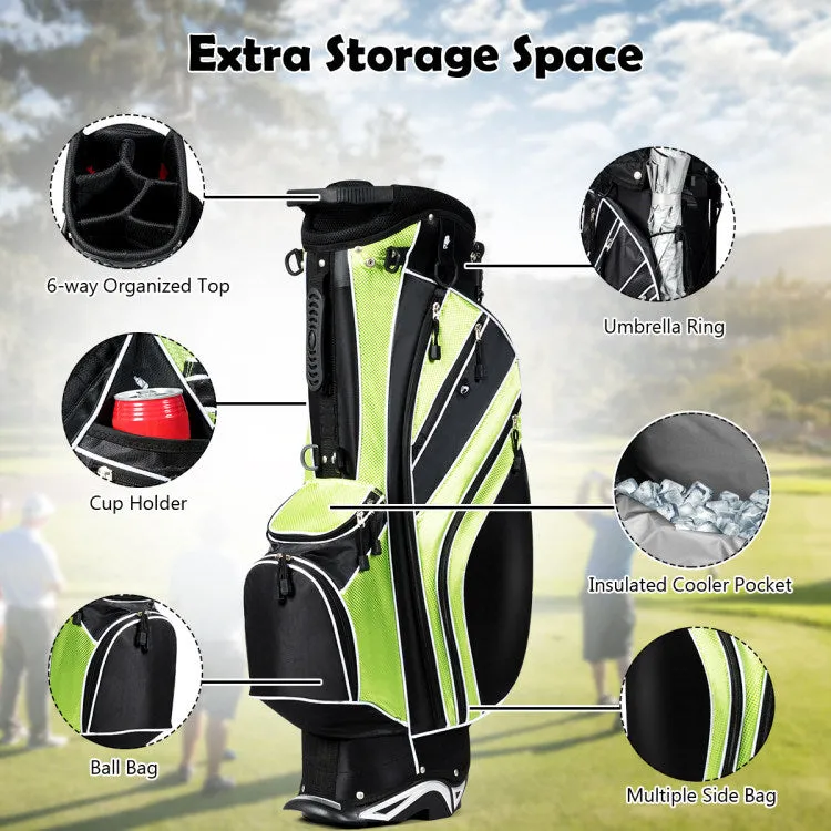 Golf Stand Bag with 6-Way Divider and Multiple Carry Pockets
