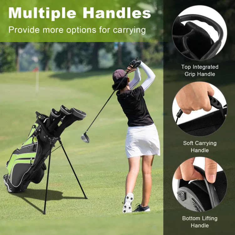 Golf Stand Bag with 6-Way Divider and Multiple Carry Pockets