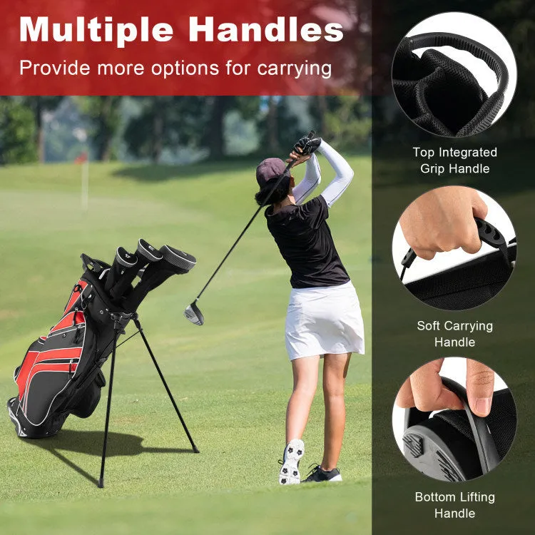 Golf Stand Bag with 6-Way Divider and Multiple Carry Pockets