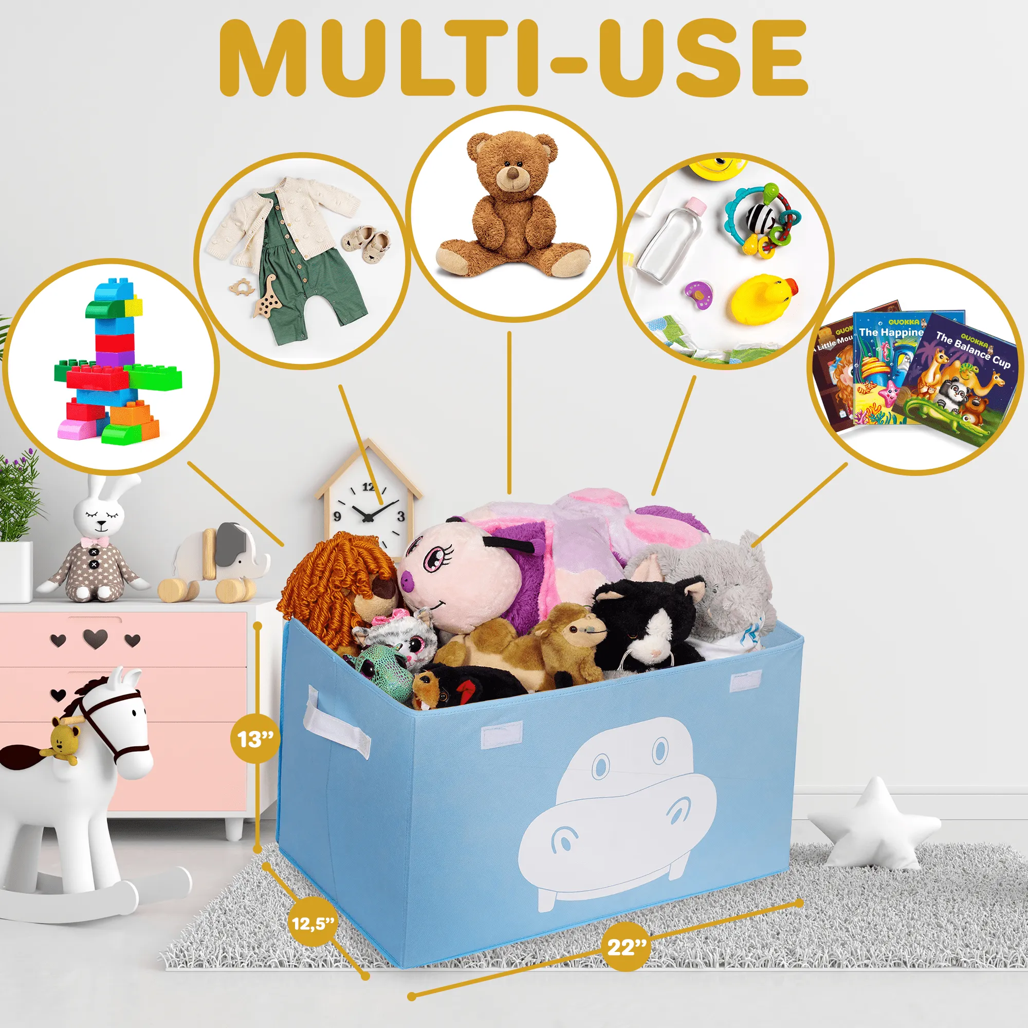 Hippo Toy Storage Box for Kids | Organizer