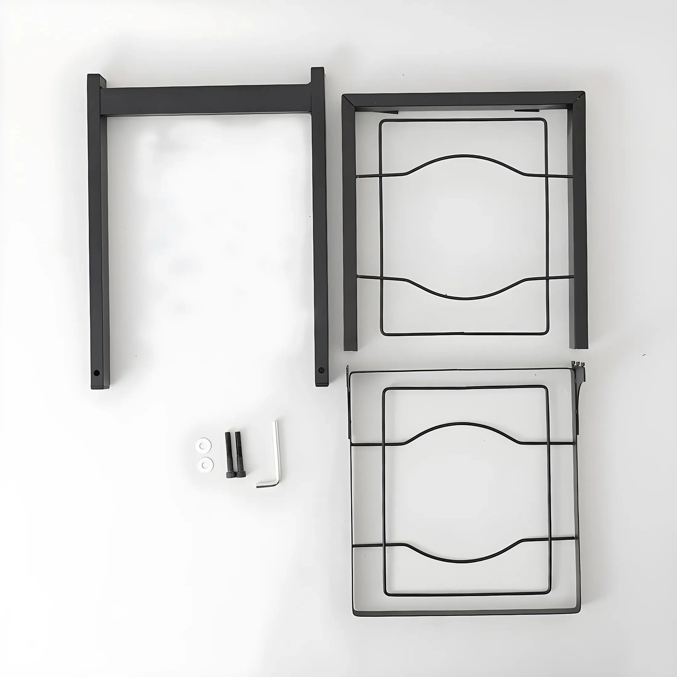 Kuber Industries 4-Layer Pots and Pans Organiser Rack|Kitchen Organization And Storage|Adjustable Pot Lid Holder Rack|Home Kitchen Accessories Pack of 5 (Black)