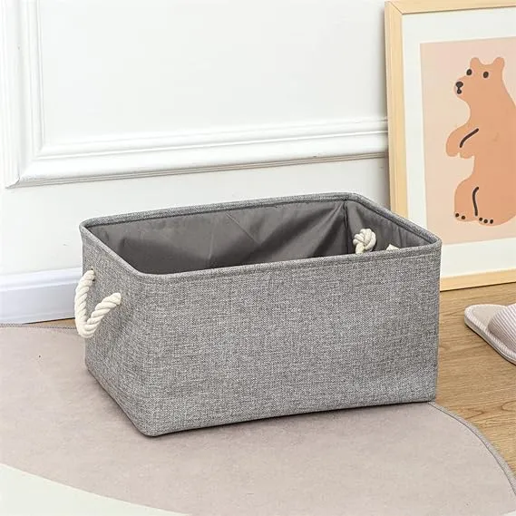 Kuber Industries 6 Pcs Stackable Storage Basket|Foldable Toy Storage Bin|Wardrobe Organizer For Clothes|3 Different Sizes (Grey) (Pack Of 2)