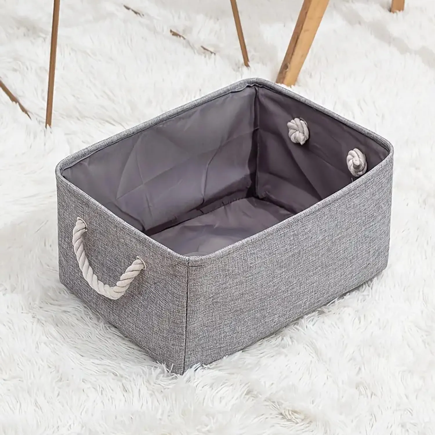 Kuber Industries 6 Pcs Stackable Storage Basket|Foldable Toy Storage Bin|Wardrobe Organizer For Clothes|3 Different Sizes (Grey) (Pack Of 2)