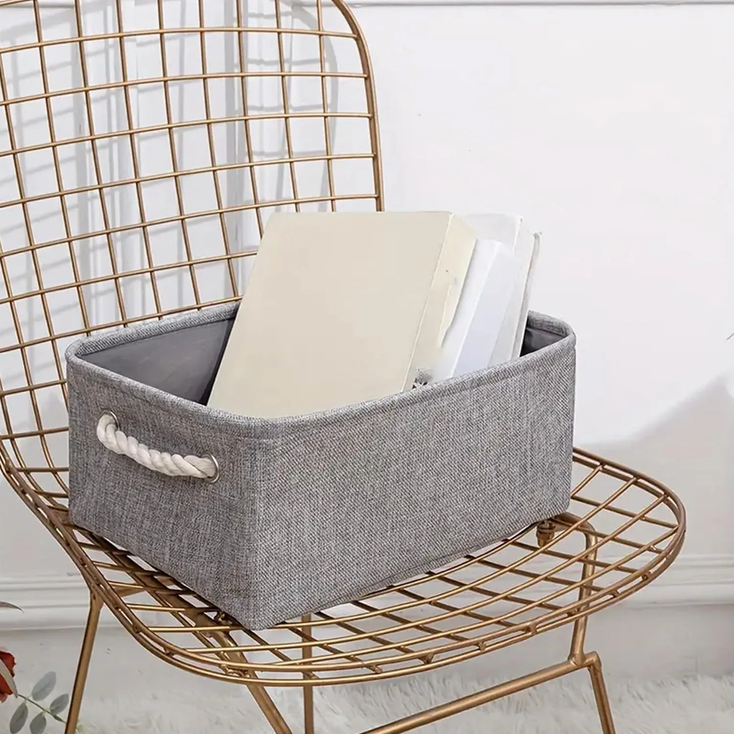 Kuber Industries 6 Pcs Stackable Storage Basket|Foldable Toy Storage Bin|Wardrobe Organizer For Clothes|3 Different Sizes (Grey) (Pack Of 2)