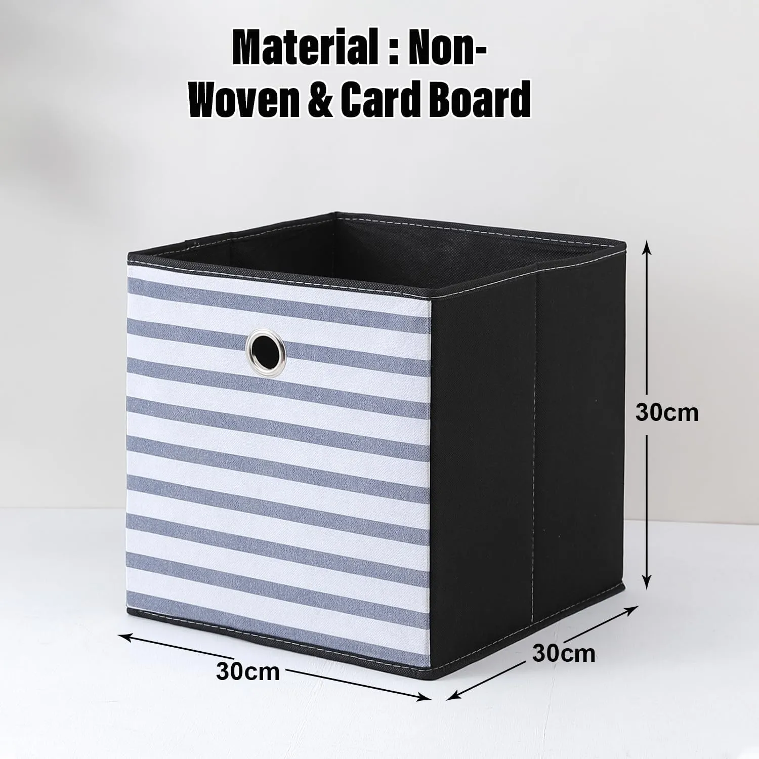 Kuber Industries Foldable Storage Basket|Square Toy Storage Bin|Front Grab Handle|Wardrobe, Closet Organizer (Navy Blue) (Pack Of 2)