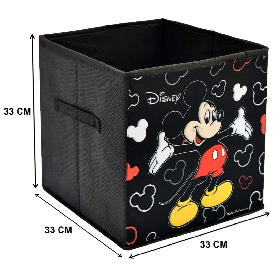 Kuber Industries Foldable Storage Basket|Square Toy Storage Bin|Side Grab Handle|Wardrobe, Closet Organizer (Multi) (Pack Of 3)
