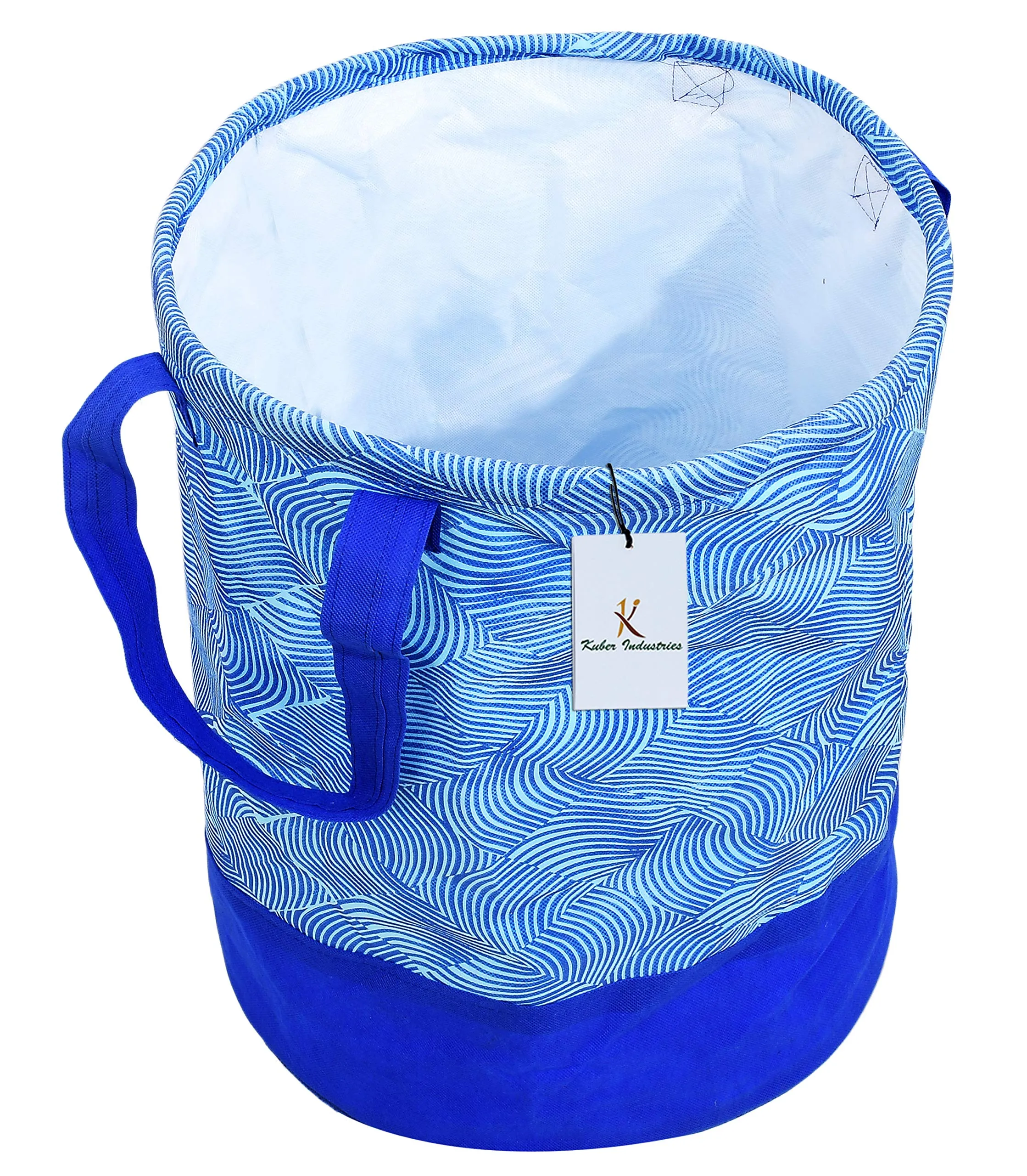 Kuber Industries Laheriya Printed Waterproof Canvas Laundry Bag|Toy Storage|Laundry Basket Organizer 45 L (Blue) CTKTC034625