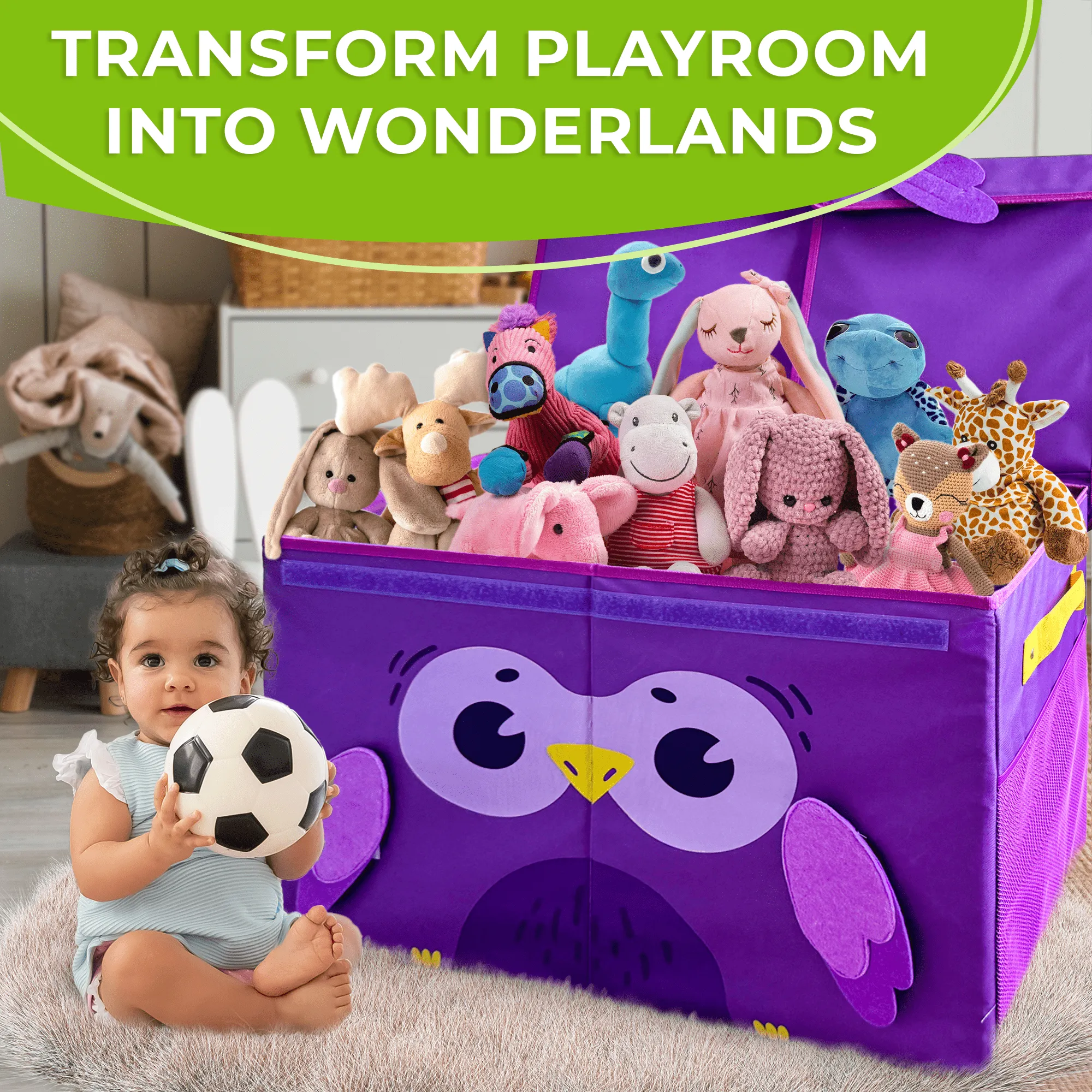 Owl Toy Storage Box for Kids | Toy Chest Organizer