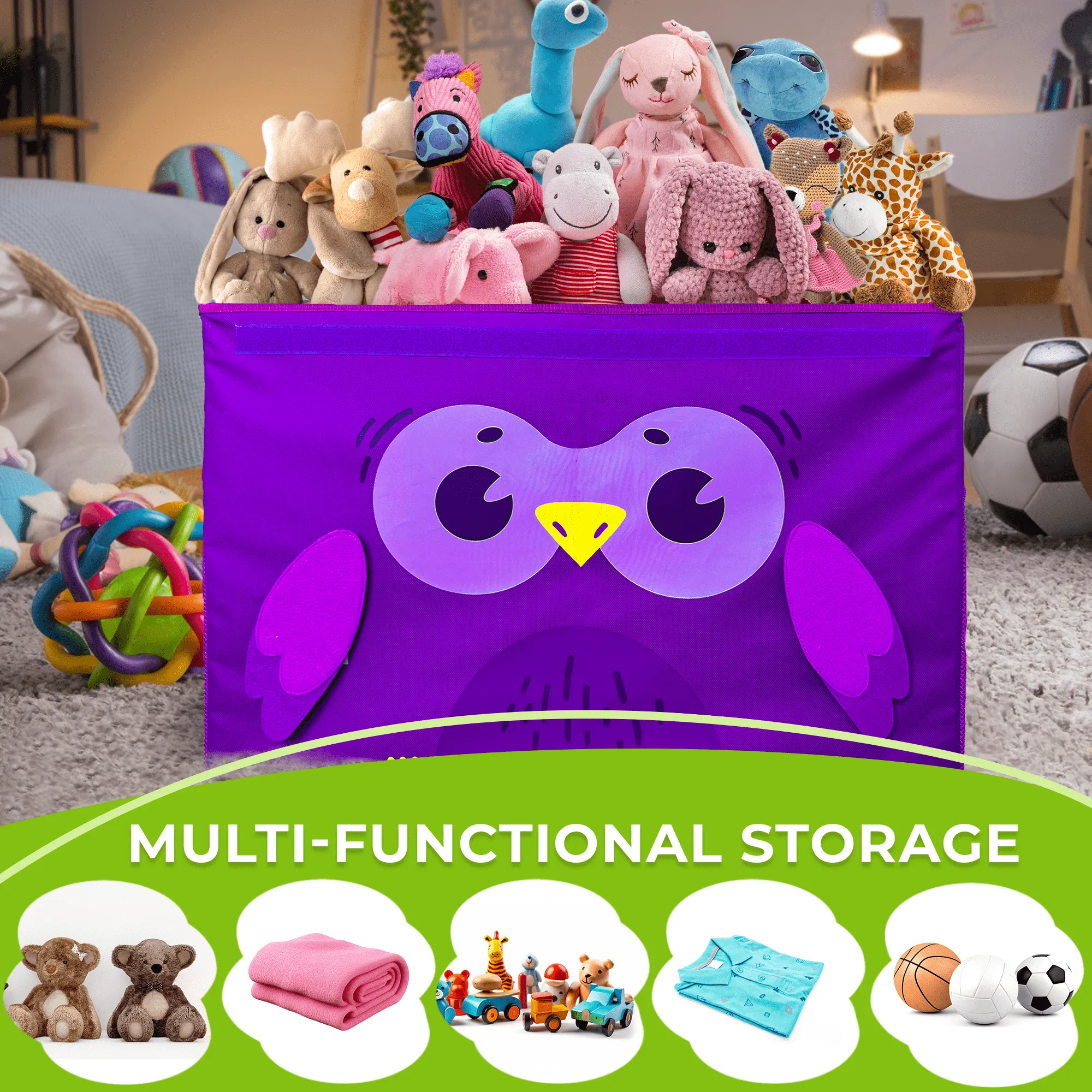Owl Toy Storage Box for Kids | Toy Chest Organizer