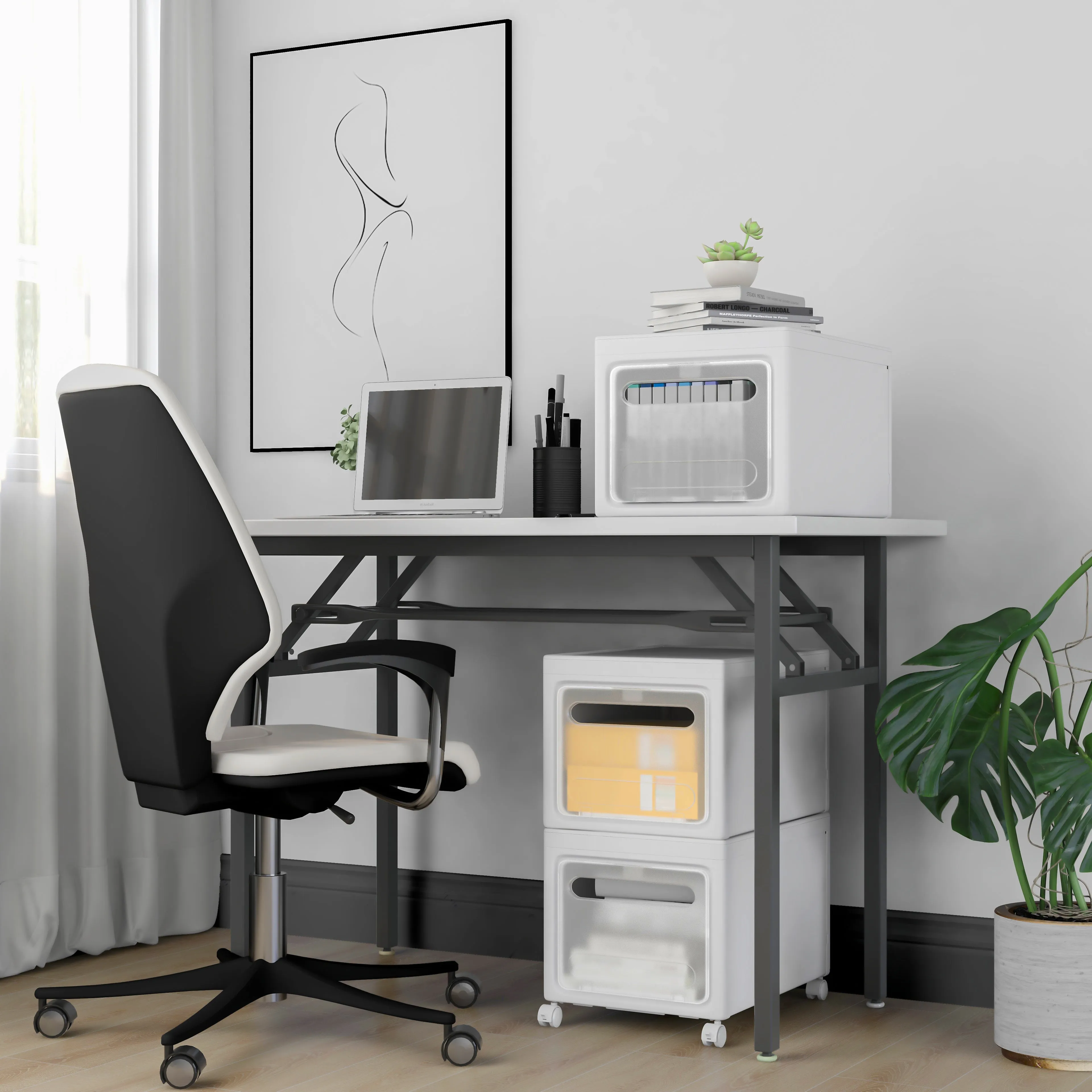 Storage Box, Removable Cabinet, White