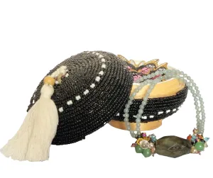 Table Decor - Trinket Box. Beautiful Handcrafted natural bamboo, beaded box.