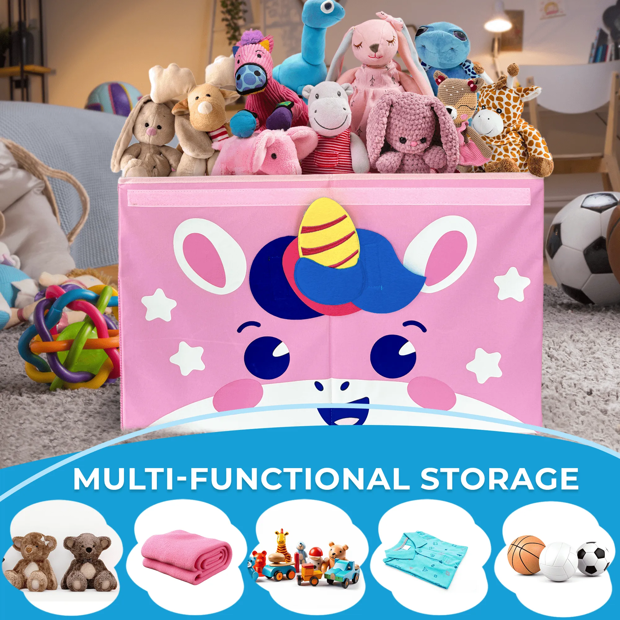 Unicorn Toy Storage Box for Kids | Toy Chest Organizer