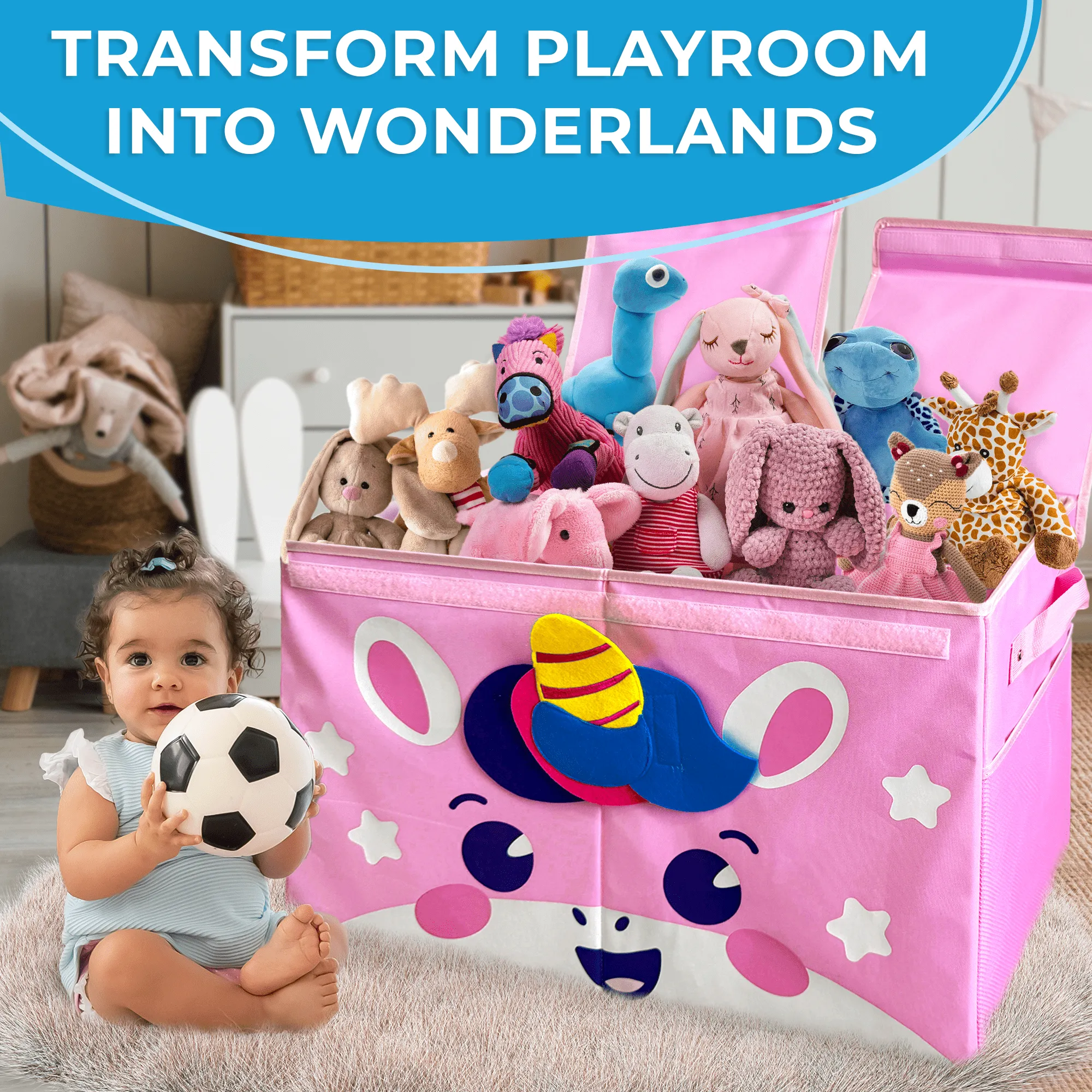Unicorn Toy Storage Box for Kids | Toy Chest Organizer