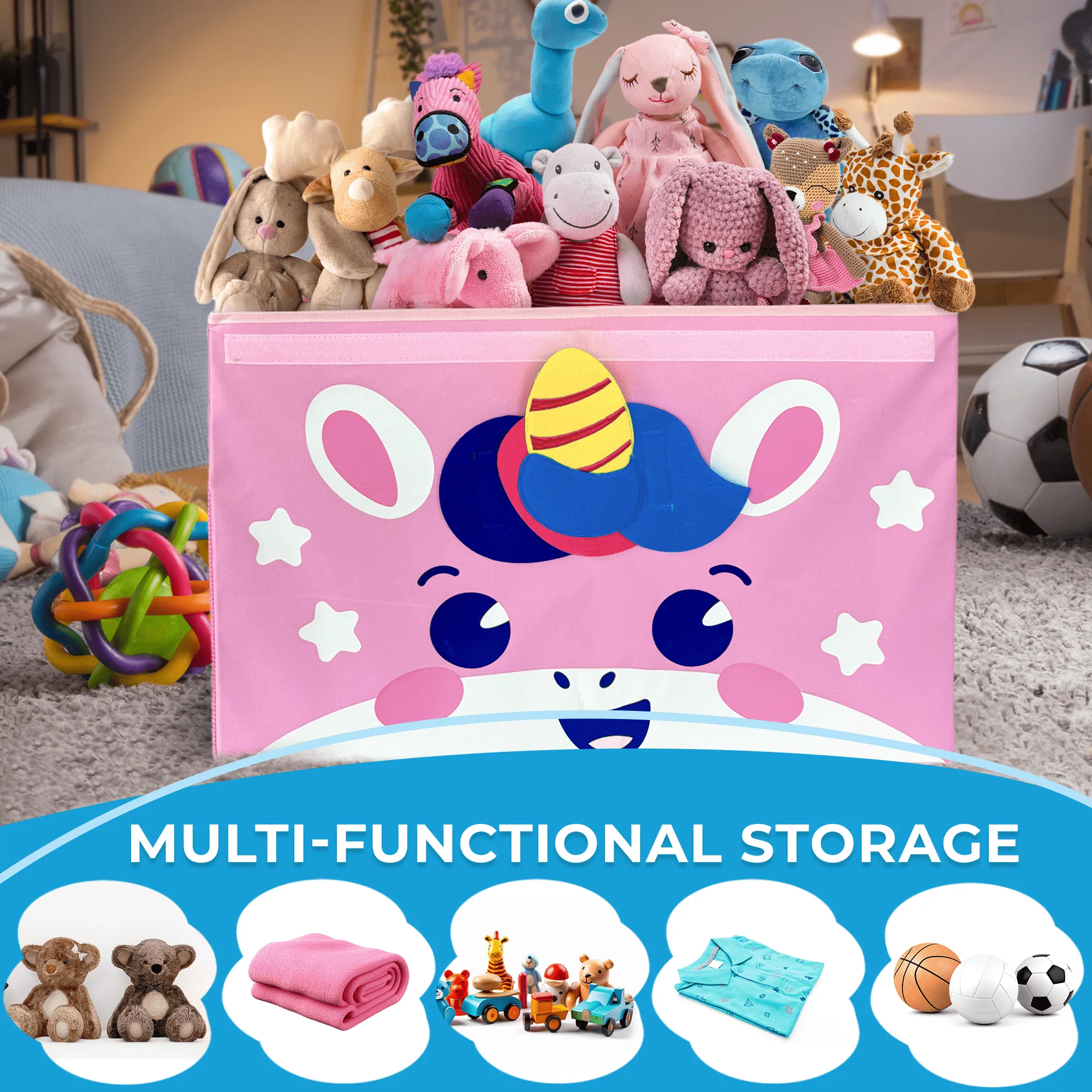 Unicorn Toy Storage Box for Kids | Toy Chest Organizer