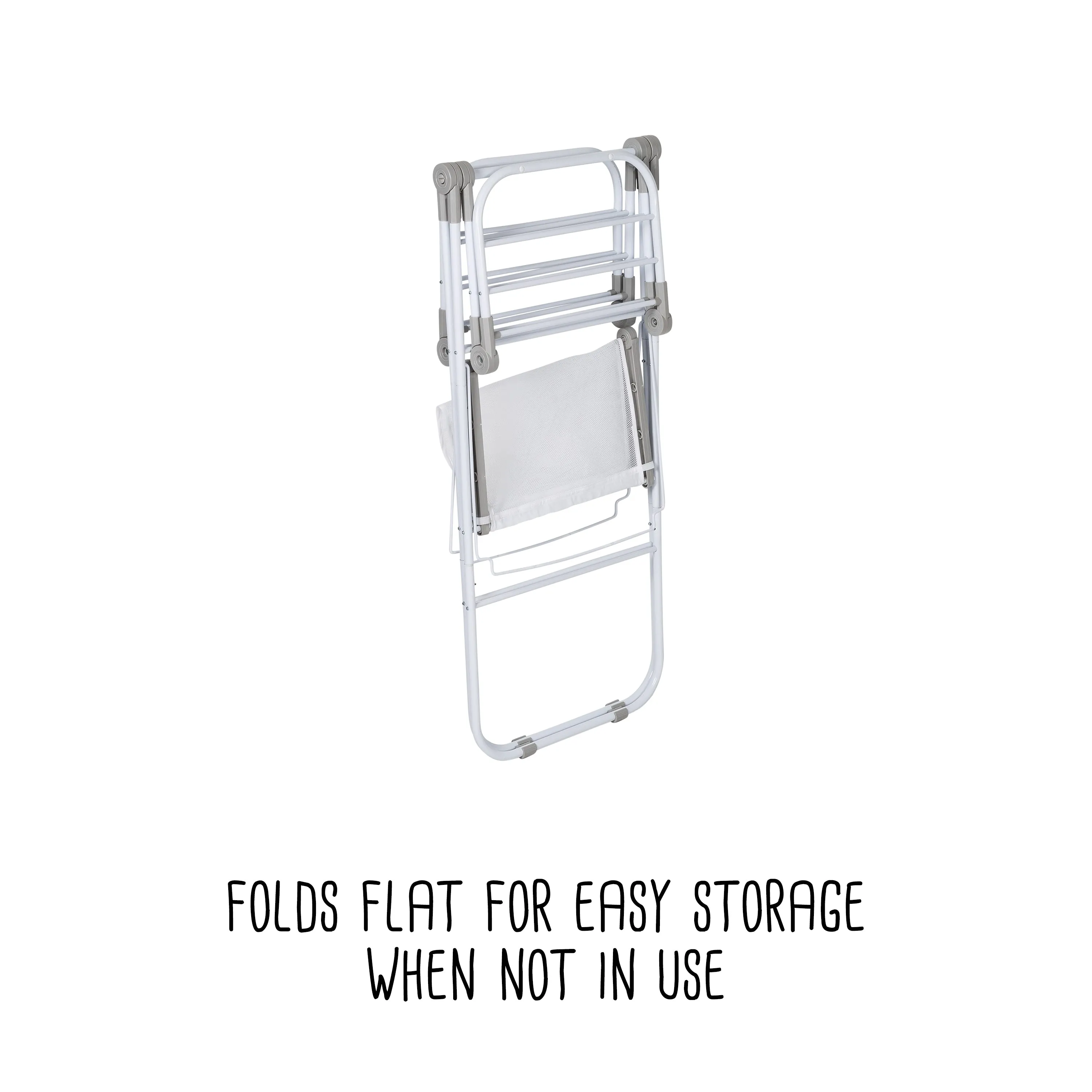 White Narrow Folding Wing Clothes Drying Rack