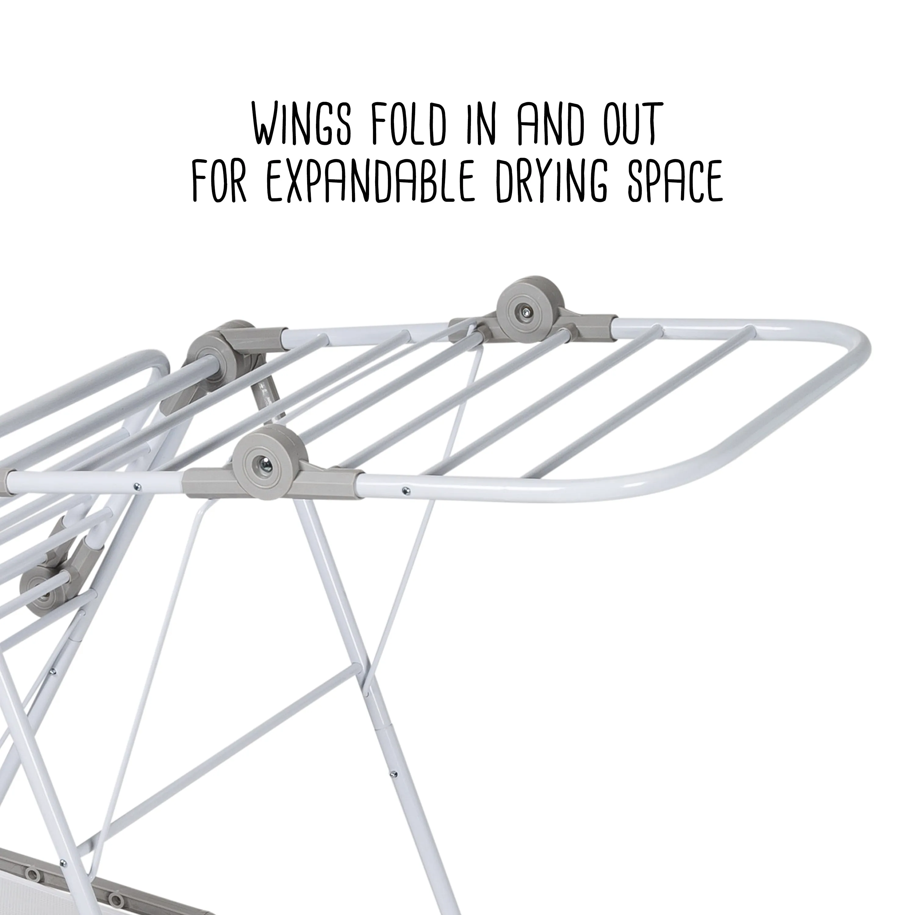 White Narrow Folding Wing Clothes Drying Rack