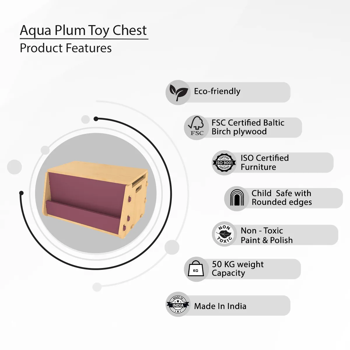 X&Y Aqua Plum Toy Chest - Pink